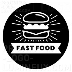 Projection lumineuse Gobo Fast Food sur trottoir