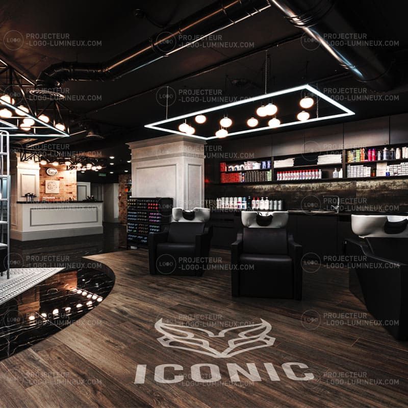 Illuminated Floor Logo Projector for Barbershop